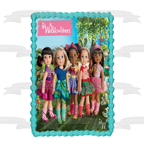 American Girl Wellie Wishers Emerson Camille Ashlyn Willa y Kendall Imagen comestible para decoración de tarta ABPID03389 