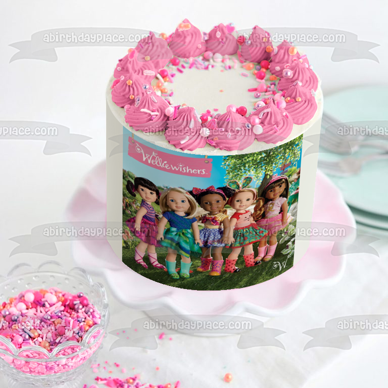 American Girl Wellie Wishers Emerson Camille Ashlyn Willa y Kendall Imagen comestible para decoración de tarta ABPID03389 