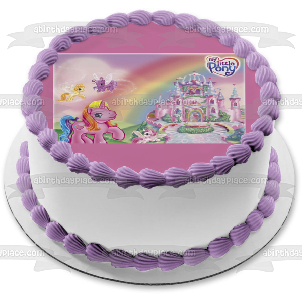 My Little Pony Castle Flying Ponies Edible Cake Topper Image ABPID03535