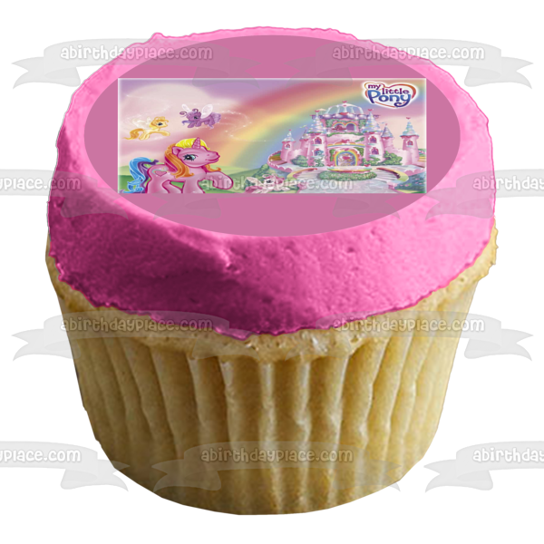 My Little Pony Castle Flying Ponies Edible Cake Topper Image ABPID03535