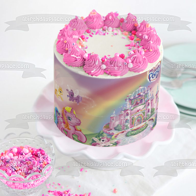 My Little Pony Castle Flying Ponies Edible Cake Topper Image ABPID03535