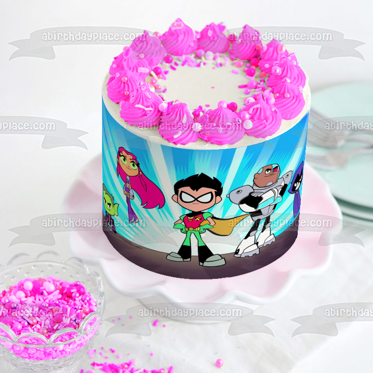 Imagen comestible para tarta de Teen Titans Go Beast Boy Starfire Robin Cyborg Raven ABPID03557 