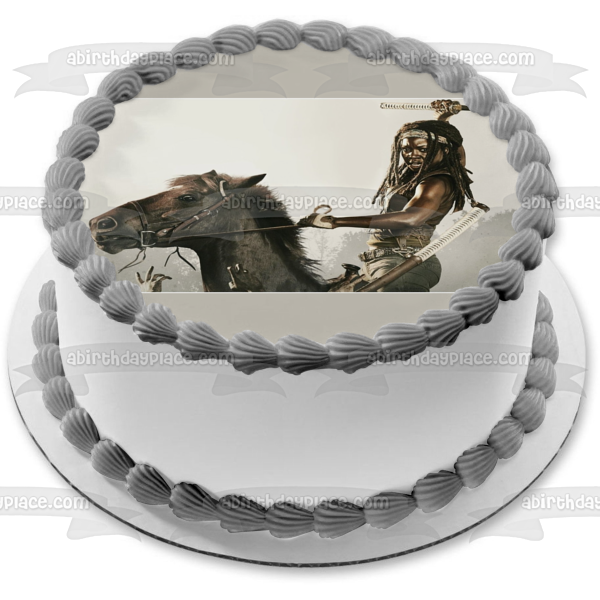 The Walking Dead Michonne Katana y su caballo adorno comestible para tarta imagen ABPID03428 