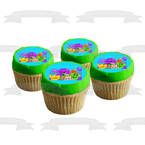 Imagen comestible para tarta de cumpleaños de Barney, Baby Bop Bj y Riff, ABPID03583 