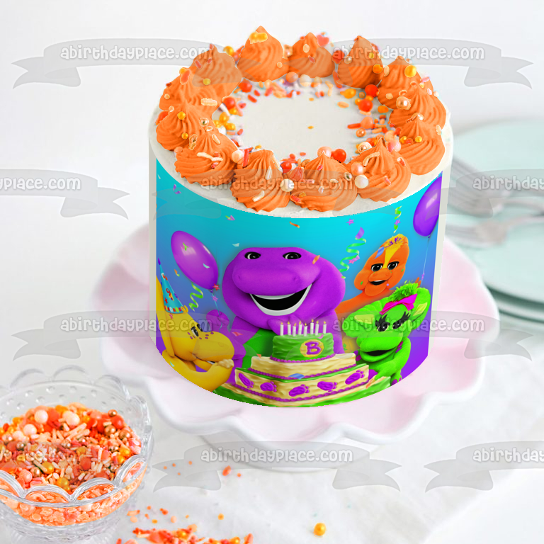 Imagen comestible para tarta de cumpleaños de Barney, Baby Bop Bj y Riff, ABPID03583 