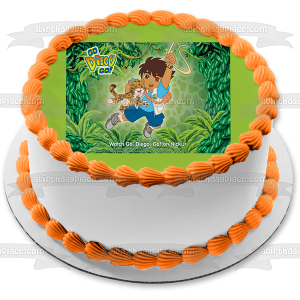 Go Diego Go Marquez and a  Baby Jaguar Edible Cake Topper Image ABPID03456