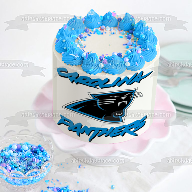 Imagen comestible para tarta con logotipo oscuro de Carolina Panthers Sports NFL ABPID03473 