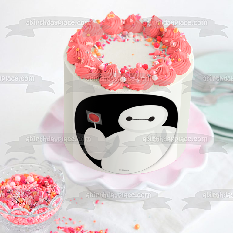 Big Hero 6 Baymax with a Lollipop Edible Cake Topper Image ABPID03631