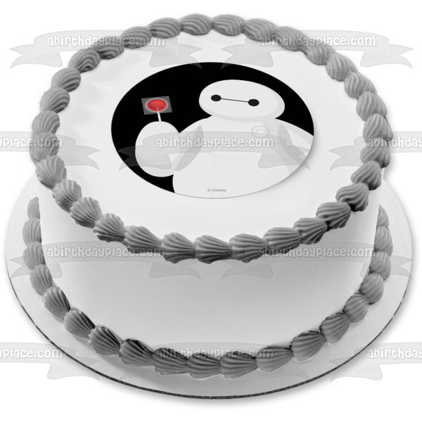 Big Hero 6 Baymax with a Lollipop Edible Cake Topper Image ABPID03631