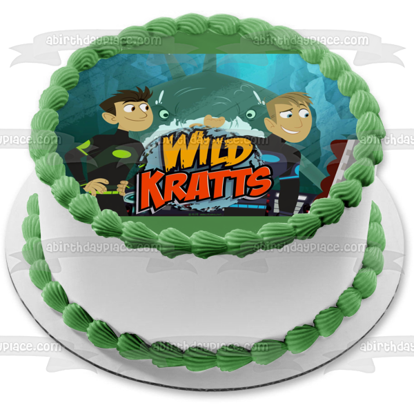 Logotipo de Wild Kratts Chris Kratt Martin Kratt y un tiburón Imagen comestible para decoración de tarta ABPID03804 