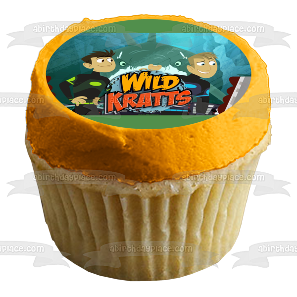 Logotipo de Wild Kratts Chris Kratt Martin Kratt y un tiburón Imagen comestible para decoración de tarta ABPID03804 