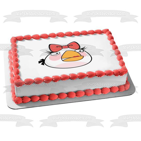 Angry Birds White Bird Bow Edible Cake Topper Image ABPID03649