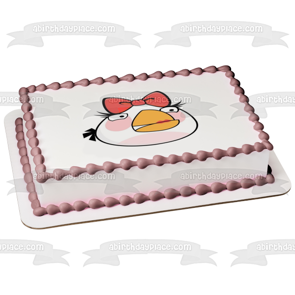 Angry Birds White Bird Bow Edible Cake Topper Image ABPID03649