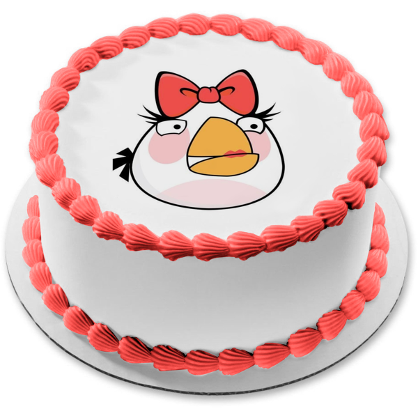 Angry Birds White Bird Bow Edible Cake Topper Image ABPID03649