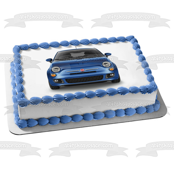 Imagen comestible para decoración para tarta, color azul, Fiat 500 2019, ABPID03663 