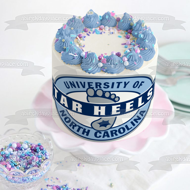 Imagen de decoración comestible para tarta con el logotipo de Tar Heels de la Universidad de Carolina del Norte en Chapel Hill ABPID03851 