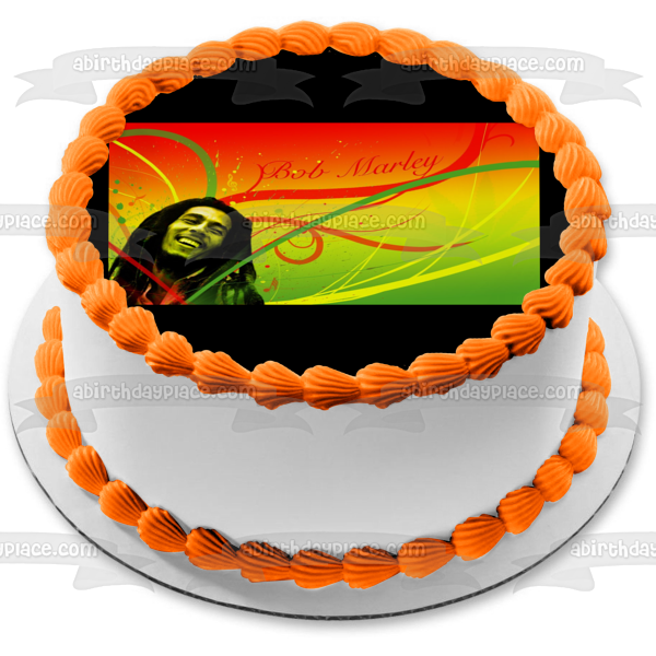 Bob Marley Rojo Amarillo Verde Imagen comestible para decoración de tarta ABPID03689 