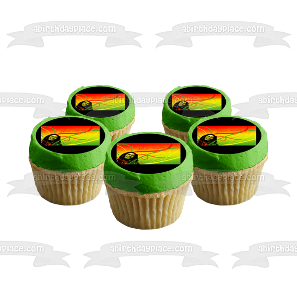 Bob Marley Rojo Amarillo Verde Imagen comestible para decoración de tarta ABPID03689 