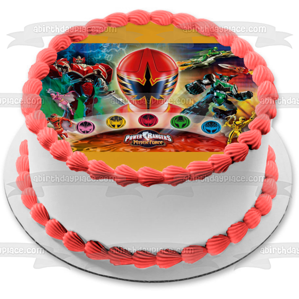 Power Rangers Mystic Force Logo Rojo Mystic Amarillo Mysticd Rosa Mystic Azul Mystic Blanco Mystic Solaris Caballero y Lobo Guerrero Imagen comestible para tarta ABPID03696 