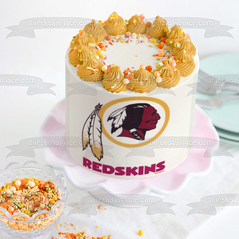 Imagen de decoración comestible para tarta comestible con logotipo y mascota de los Washington Redskins de la NFL ABPID03714 