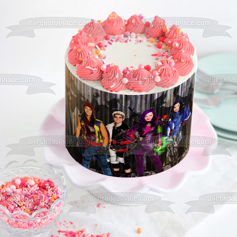 Descendants Jay Mal Evie and Carlos De Ville Edible Cake Topper Image ABPID03904