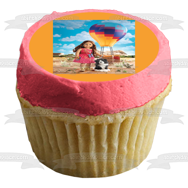 American Girl Blaire Wilson Chica del año Perro y globo aerostático Adorno comestible para tarta Imagen ABPID03752 