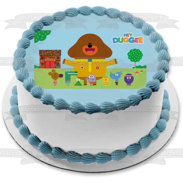 Hey Duggee Betty Happy Rolly Tag Norrie Enid y Tino por el Clubhouse Imagen comestible para decoración de tarta ABPID03753 