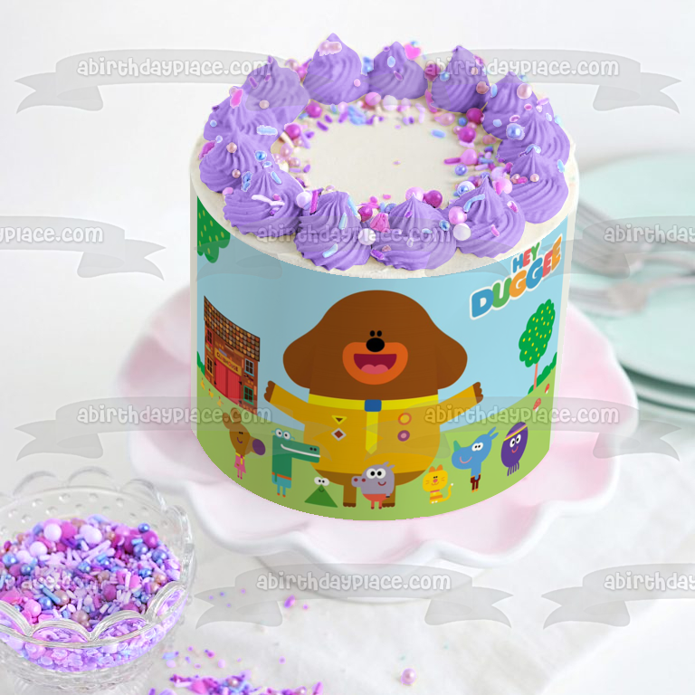 Hey Duggee Betty Happy Rolly Tag Norrie Enid y Tino por el Clubhouse Imagen comestible para decoración de tarta ABPID03753 