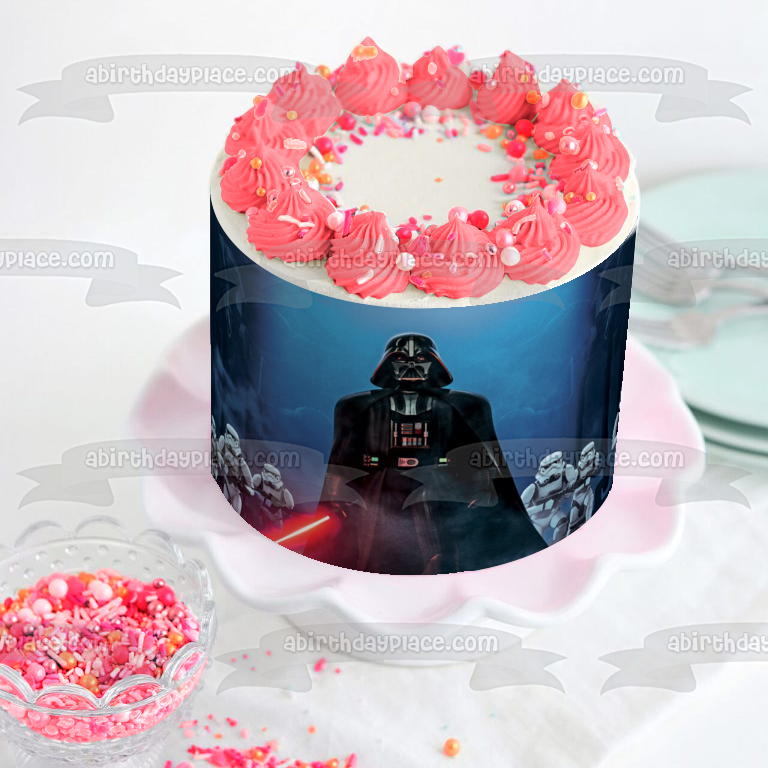 Adorno comestible para tarta de Star Wars Darth Vader Light Saber y Storm Troopers Imagen ABPID03760 