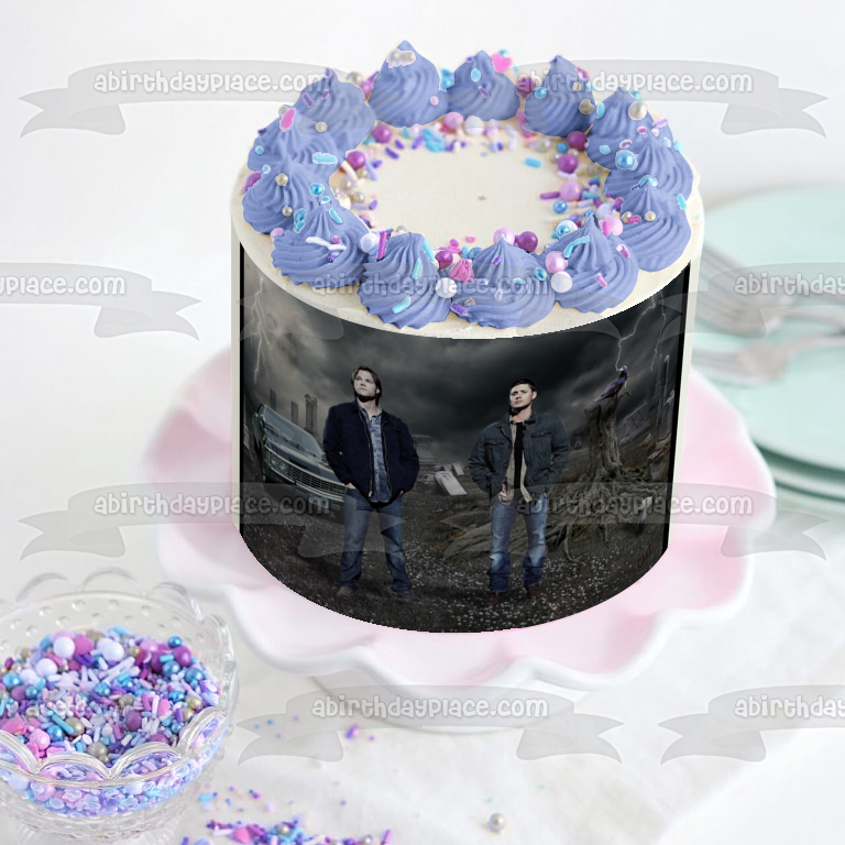 Imagen comestible para tarta sobrenatural Impala Dean Winchester y Sam Winchester ABPID03771 