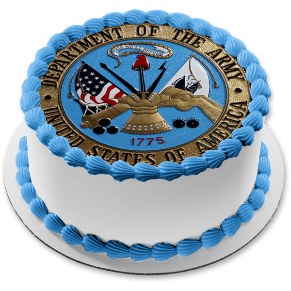 Imagen comestible para decoración de tarta con sello del Departamento Militar del Ejército de los Estados Unidos ABPID03782 