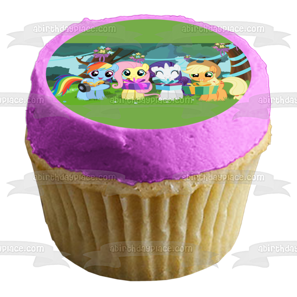 My Little Pony Friendship Is Magic Rainbow Dash Fluttershy Applejack and Rarity Edible Cake Topper Image ABPID03939