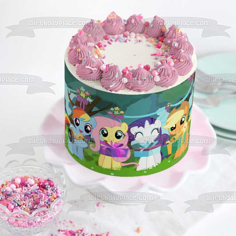 My Little Pony Friendship Is Magic Rainbow Dash Fluttershy Applejack and Rarity Edible Cake Topper Image ABPID03939