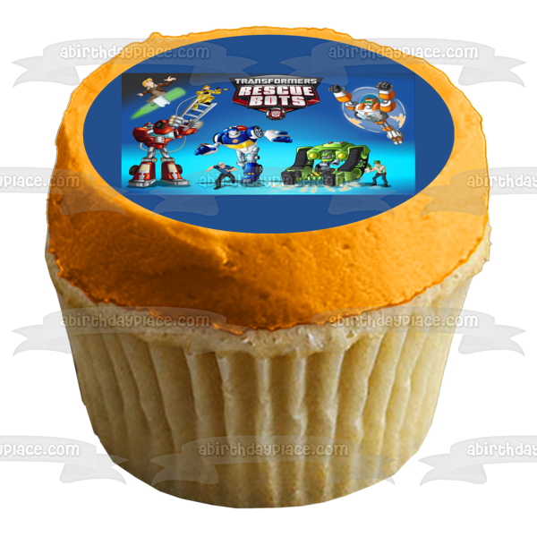 Transformers Rescue Bots Autobots Chase Heatwave Blades y Boulder Imagen comestible para decoración de tarta ABPID03790 