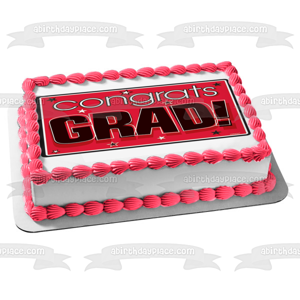 Felicitaciones Grad Pink Stars Celebration Edible Cake Topper Imagen ABPID03949 