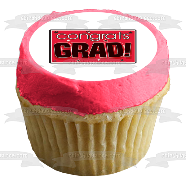 Felicitaciones Grad Pink Stars Celebration Edible Cake Topper Imagen ABPID03949 