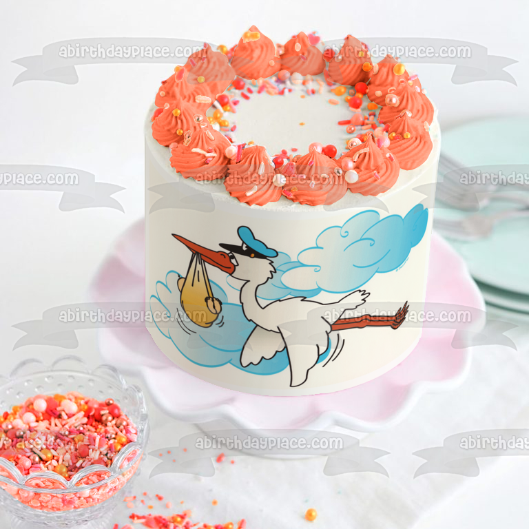 Baby Shower Stor Kand un bebé en las nubes adorno comestible para tarta imagen ABPID03953 