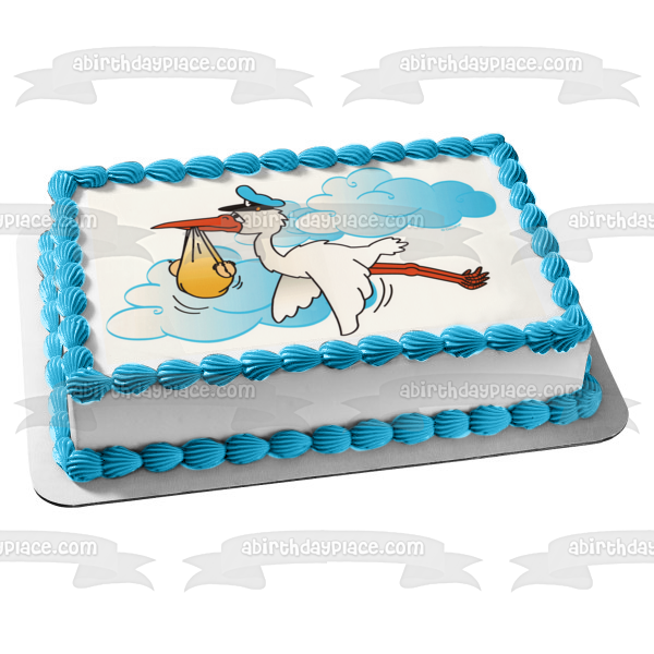 Baby Shower Stor Kand un bebé en las nubes adorno comestible para tarta imagen ABPID03953 