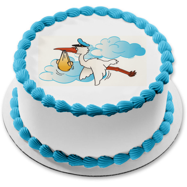 Baby Shower Stor Kand un bebé en las nubes adorno comestible para tarta imagen ABPID03953 