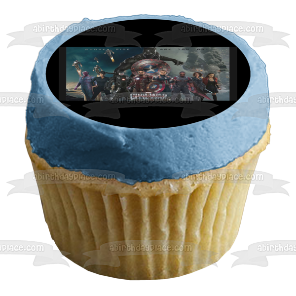 Captain America Civil War Whose Side Are You On? Edible Cake Topper Image ABPID04007