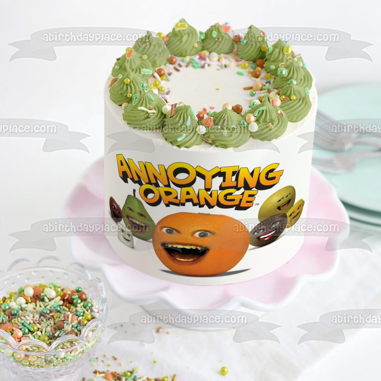 La molesta naranja, pera, manzana enana y malvavisco, decoración comestible para tarta, imagen ABPID04026 