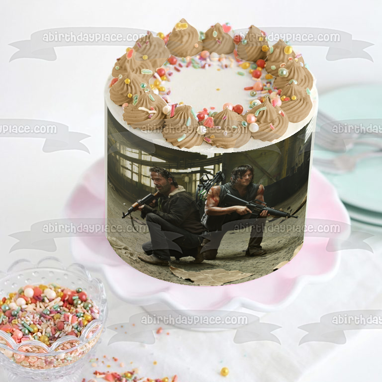 The Walking Dead Rick Grimes and Daryl Dixon Edible Cake Topper Image ABPID04038