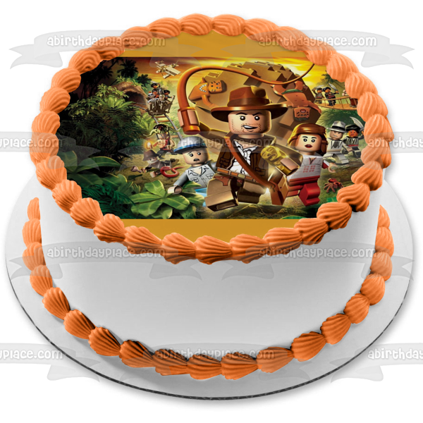 LEGO Indiana Jones Raiders of the Lost Ark Running from a Boulder Edible Cake Topper Image ABPID04045