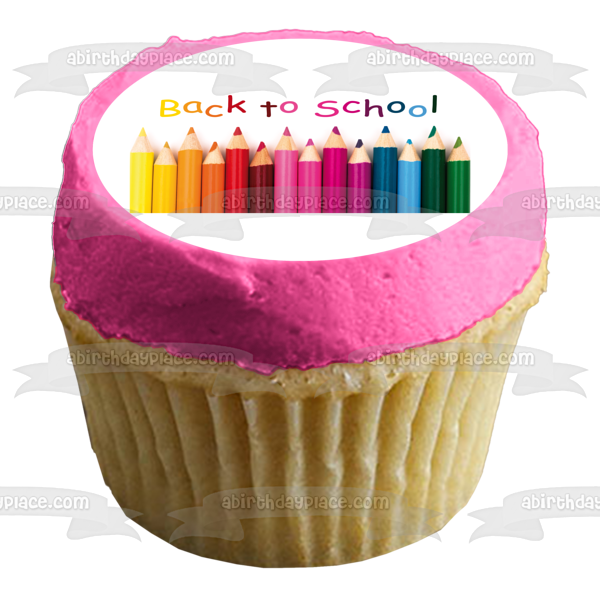 Back to School Colored Pencils Edible Cake Topper Image ABPID04076