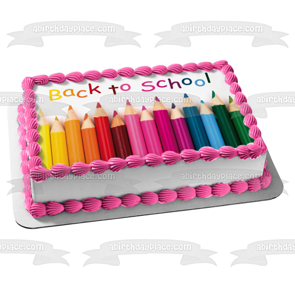 Back to School Colored Pencils Edible Cake Topper Image ABPID04076