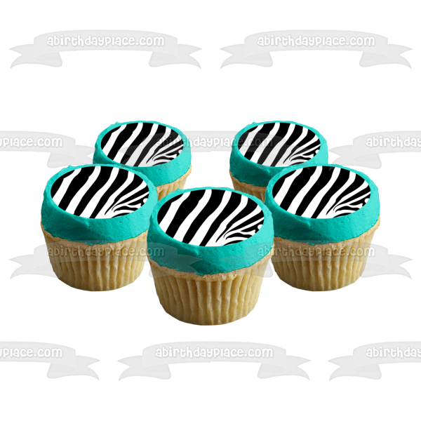 Zebra Stripes Pattern Black White Custom Colors Edible Cake Topper Image ABPID04078