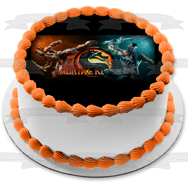 Imagen comestible para decoración de tarta de Mortal Kombat Sub-Zero y Scorpion ABPID04300 