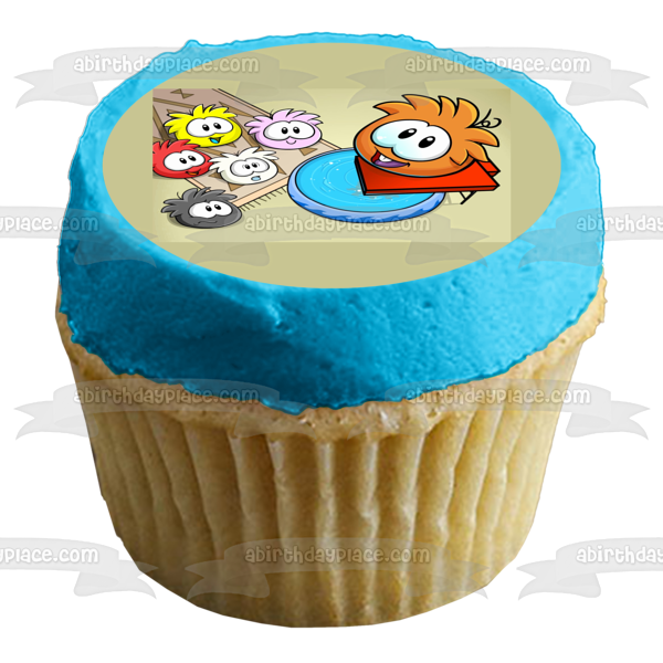 Imagen comestible para decoración de tarta de Puffles naranjas de Club Penguin ABPID04222 