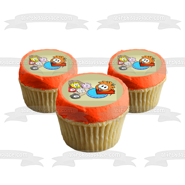 Imagen comestible para decoración de tarta de Puffles naranjas de Club Penguin ABPID04222 