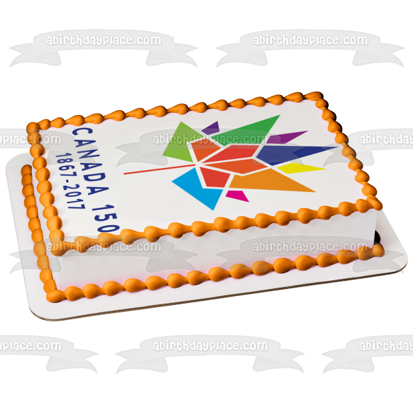 Canada 150 1867-2017 Happy 150th Happy Birthday Canada Colorful Maple Leaf Edible Cake Topper Image ABPID04327